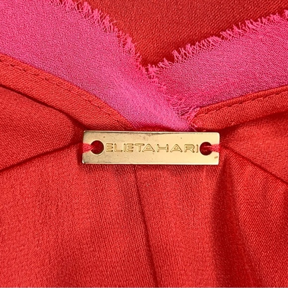 NEW XS Elite Tahari Silk Blouse Orange Pink Colors Lightweight - Picture 11 of 16